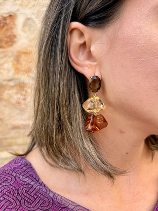 Pendientes marron efecto piedra | Maise - Alalá Moda Mujer