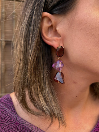 Pendientes morados y burdeos efecto piedra | Maise - Alalá Moda Mujer