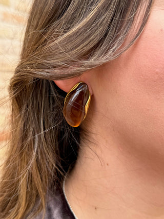 Pendientes nácar marrón | Gigi - Alalá Moda Mujer
