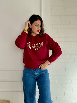 Sudadera felpa burdeos | Sunday Forever - Alalá Moda Mujer