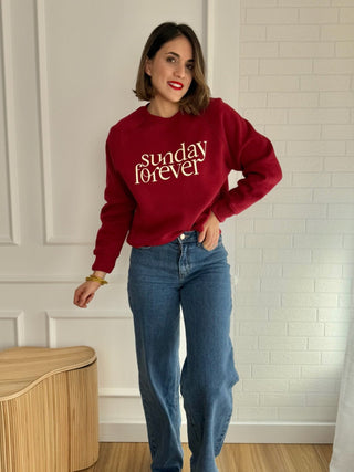 Sudadera felpa burdeos | Sunday Forever - Alalá Moda Mujer