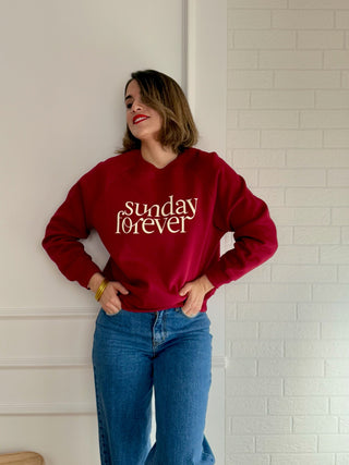 Sudadera felpa burdeos | Sunday Forever - Alalá Moda Mujer