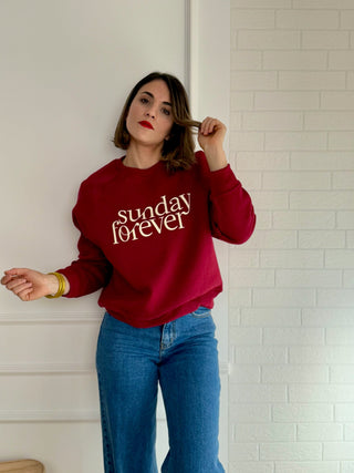 Sudadera felpa burdeos | Sunday Forever - Alalá Moda Mujer