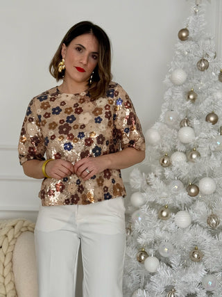 Top lentejuelas flores | Trizz - Alalá Moda Mujer