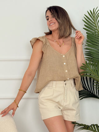 Top lino beige | Bali - Alalá Moda Mujer