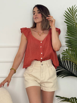 Top lino teja | Bali - Alalá Moda Mujer