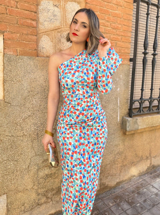 Vestido asimétrico tonos azules | Florencia - Alalá Moda Mujer