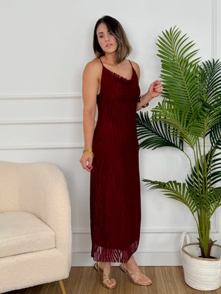 Vestido burdeos estampado animal print | Savannah - Alalá Moda Mujer
