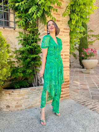 Vestido estampado verde | Flora - Alalá Moda Mujer
