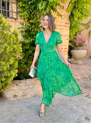 Vestido estampado verde | Flora - Alalá Moda Mujer
