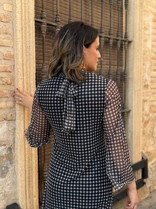 Vestido estampado vichy negro | Rubí - Alalá Moda Mujer