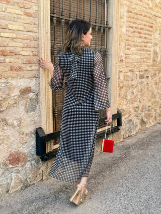 Vestido estampado vichy negro | Rubí - Alalá Moda Mujer
