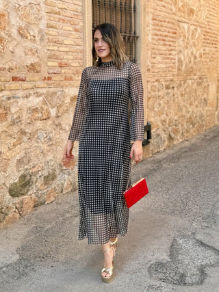 Vestido estampado vichy negro | Rubí - Alalá Moda Mujer
