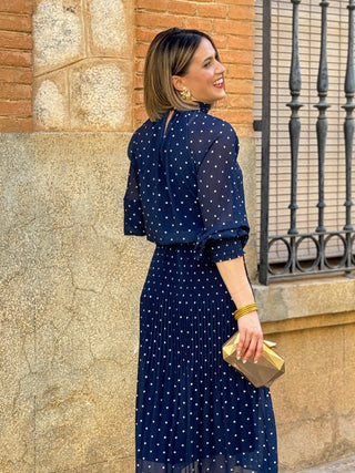 Vestido gasa azul marino | Carmen - Alalá Moda Mujer