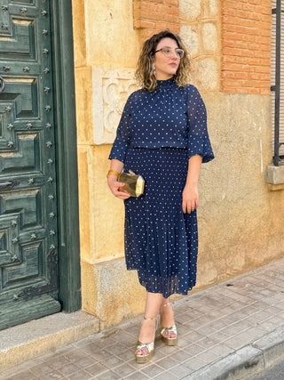 Vestido gasa azul marino | Carmen - Alalá Moda Mujer