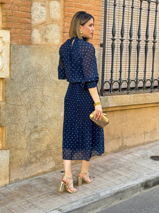 Vestido gasa azul marino | Carmen - Alalá Moda Mujer