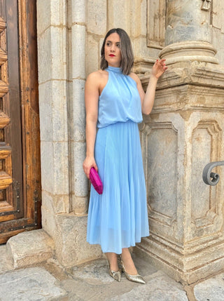 Vestido gasa azul | Uxia - Alalá Moda Mujer