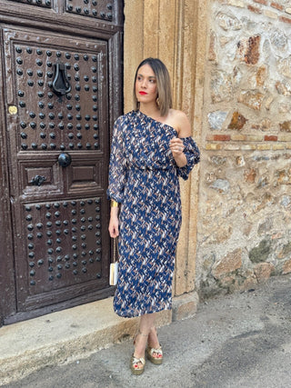 Vestido gasa estampado azul | Tokyo - Alalá Moda Mujer