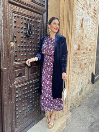 Vestido gasa estampado burdeos | Tokyo - Alalá Moda Mujer