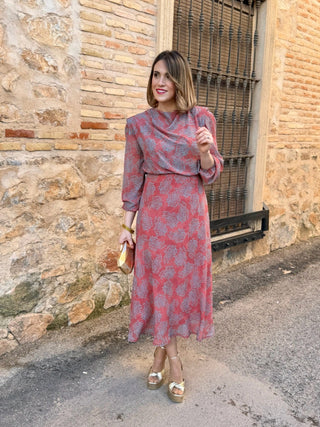 Vestido gasa estampado | Coral - Alalá Moda Mujer