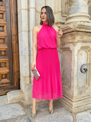 Vestido gasa rosa | Uxia - Alalá Moda Mujer