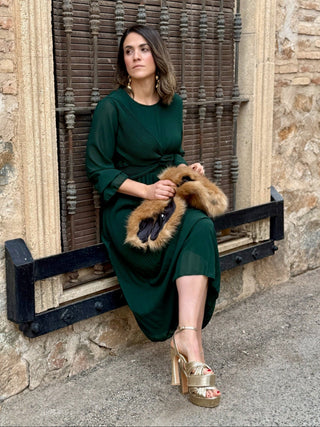 Vestido gasa verde | Magui - Alalá Moda Mujer
