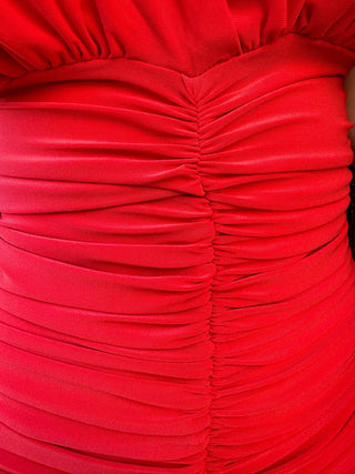 Vestido hombreras rojo | Mayka - Alalá Moda Mujer