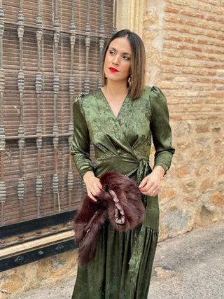 Vestido jacquard verde oliva | Milta - Alalá Moda Mujer