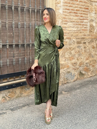 Vestido jacquard verde oliva | Milta - Alalá Moda Mujer