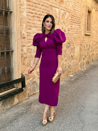 Vestido manga abullonada buganvilla | Sicilia - Alalá Moda Mujer