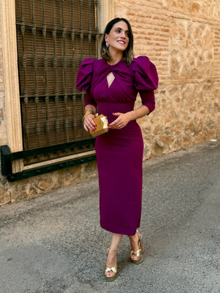 Vestido manga abullonada buganvilla | Sicilia - Alalá Moda Mujer