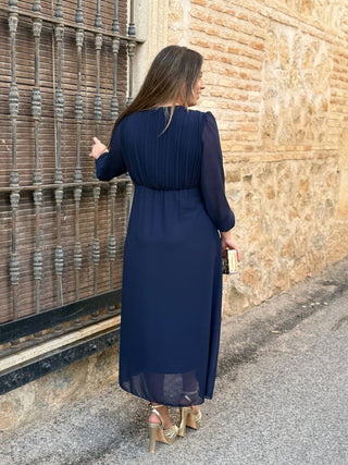 Vestido midi azul marino | Isabela - Alalá Moda Mujer
