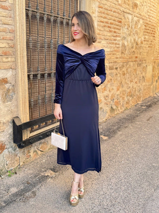 Vestido midi azul marino | Monnet - Alalá Moda Mujer