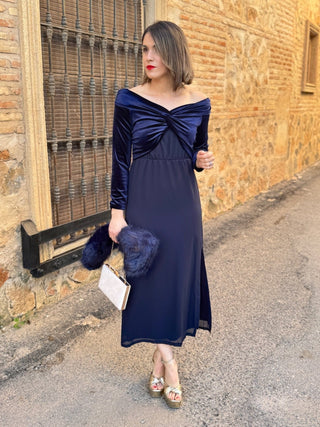 Vestido midi azul marino | Monnet - Alalá Moda Mujer