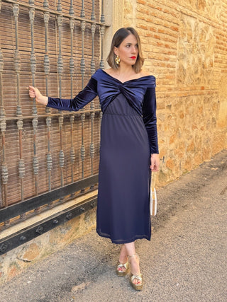 Vestido midi azul marino | Monnet - Alalá Moda Mujer