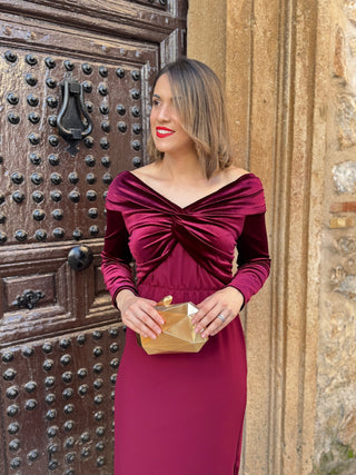 Vestido midi burdeos | Monnet - Alalá Moda Mujer