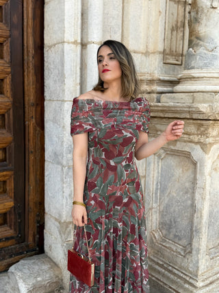 Vestido midi escote bardot | Moon - Alalá Moda Mujer