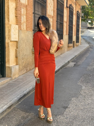Vestido midi terracota | Simona - Alalá Moda Mujer