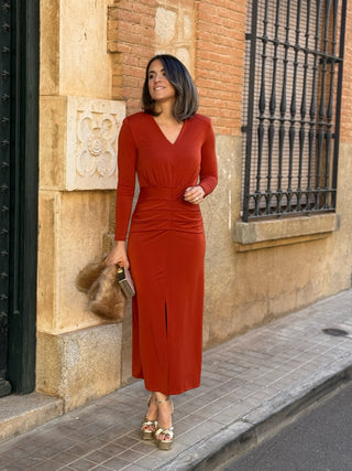 Vestido midi terracota | Simona - Alalá Moda Mujer