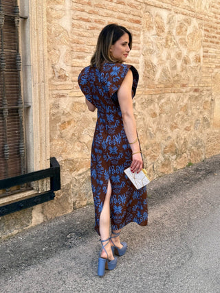Vestido midi tono marron | Marsella - Alalá Moda Mujer