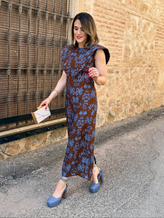 Vestido midi tono marron | Marsella - Alalá Moda Mujer