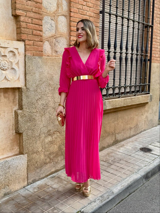 Vestido plisado fucsia | Lucia - Alalá Moda Mujer