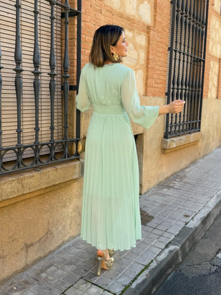 Vestido plisado verde | Sharon - Alalá Moda Mujer