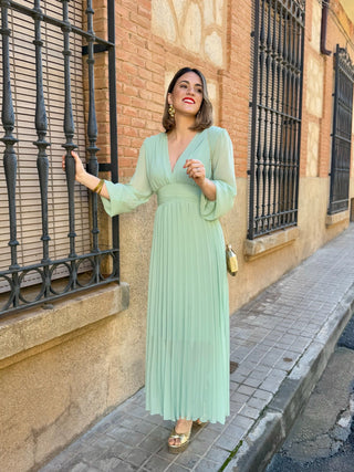 Vestido plisado verde | Sharon - Alalá Moda Mujer