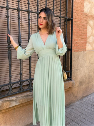 Vestido plisado verde | Sharon - Alalá Moda Mujer