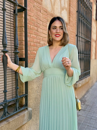 Vestido plisado verde | Sharon - Alalá Moda Mujer