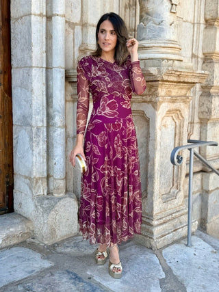 Vestido Tul estampado floral buganvilla | Camila - Alalá Moda Mujer