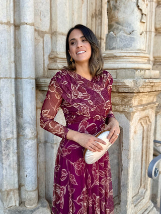 Vestido Tul estampado floral buganvilla | Camila - Alalá Moda Mujer