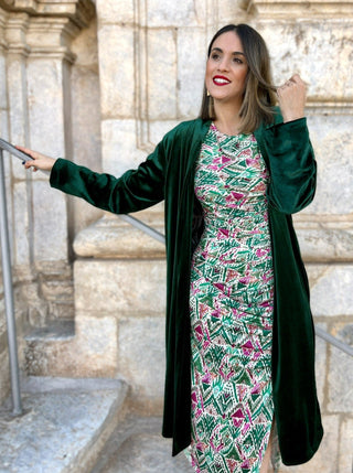 Abrigo fiesta tercipelo verde botella | Dinamarca - Alalá Moda Mujer