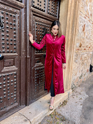 Abrigo kimono terciopelo burdeos | Estocolmo - Alalá Moda Mujer